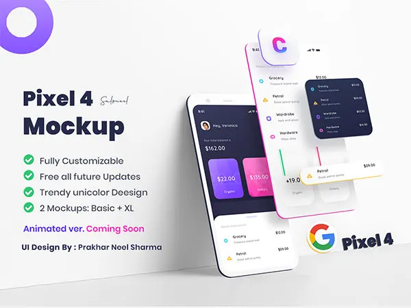 Artora design agency: Unicolor Google Pixel 4 Mockup Designed by Neel litoriya